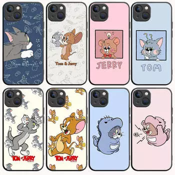 B-66 Кошка и мышь черный чехол для Redmi 10A 10C 12C 13C 9A 9C 9T A3X Note 10 9 9S 10S iPhone 11 12 13 14 15 16 X XS Pro Max Mini 7 8 Plus XR Redmi 10 Pro 4G кожа буйвола