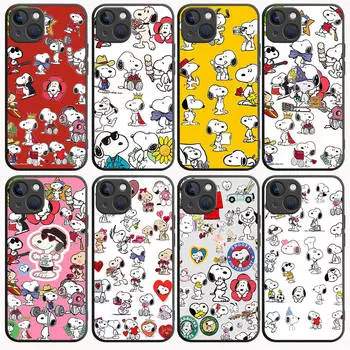 B-85 SNOOPY черный чехол для Redmi 10A 10C 12C 13C 9A 9C 9T A3X Note 10 9 9S 10S iPhone 11 12 13 14 15 16 X XS Pro Max Mini 7 8 Plus XR Xiaomi Poco F5 Pro 5G зелёный