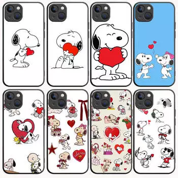 B-86 прекрасный черный чехол Snoopy для Redmi 10A 10C 12C 13C 9A 9C 9T A3X Note 10 9 9S 10S iPhone 11 12 13 14 15 16 X XS Pro Max Mini 7 8 Plus XR Redmi Note 9T 5G эбеновый