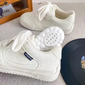 B-9375 latex insole/platform white shoes women s shoes casual shoes bread shoes niche 2024 new board shoes 35 небесно-голубой