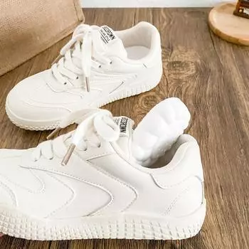B-9398 latex insole/ugly cute little white shoes women s shoes popular yellow 2025 new spring board shoes bread shoes 35 бежевый