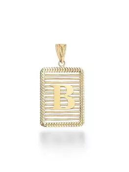 B Harfi Tasz Izgara Modeli 14 Ayar Altn Harfli Kolye Ucu U