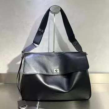 B+Home Bag Differential Bag Большая вместительная сумка через плечо из коровьей кожи Женская сумка 2025 года Новая трендовая и модная сумка через плечо 40x13x27cm чёрный