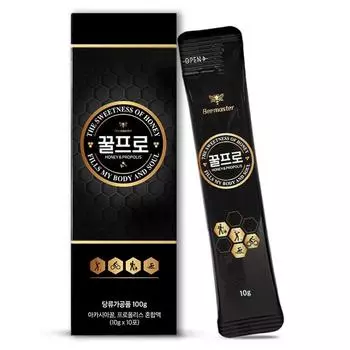 B-Master Honey Pro Propolis Mixed Honey Stick 10 шт., 100 г, 1 шт.