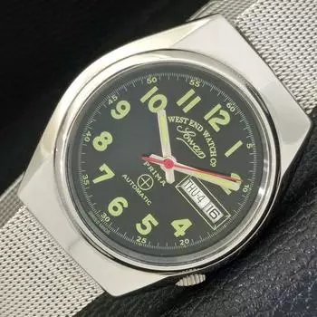 Б/У АВТОМАТИЧЕСКИЕ ЧАСЫ WEST END CO SWISS МУЖСКИЕ ЧАСЫ С ЧЕРНЫМ ЦИФЕРБЛАТОМ a433038-2 R114-a433038