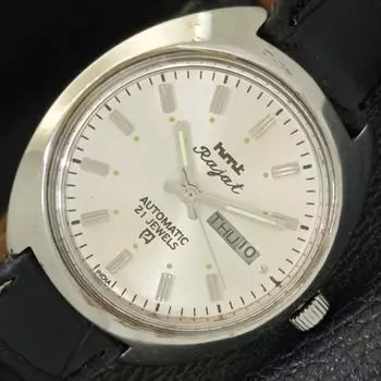 Б/У автоматические мужские часы HMT RAJAT 6501 индийского производства с серебристым циферблатом a432577-2 R112-a432577