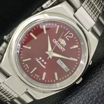 Б/У автоматические мужские часы ORIENT 46941 из Японии с красным циферблатом и днем и датой A431514-2 R107-a431514