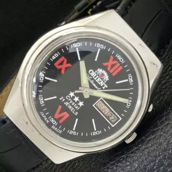 Б/У автоматические мужские часы ORIENT 46941 из Японии с черным циферблатом и функцией DAY&DATE a432872-2 R113-a432872