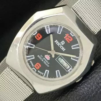 Б/У автоматические мужские часы RICOH R31 JAPAN DAY&DATE с черным циферблатом a433077-2 R114-a433077