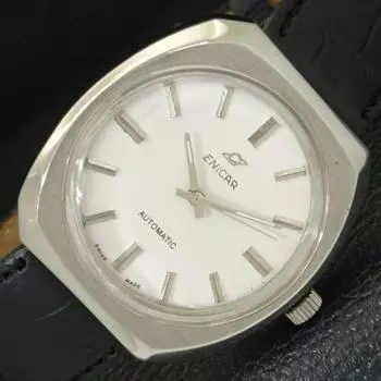 Б/У автоматические швейцарские мужские часы ENICAR STAR JEWELS 167 с белым циферблатом a432163-2 R110-a432163