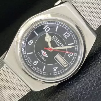 Б/у CITIZEN AUTOMATIC 8200 JAPAN MENS DAY&DATE ЧЕРНЫЙ ЦИФЕРБЛАТ a432591-2 R112-a432591