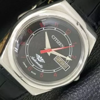 Б/у CITIZEN AUTOMATIC 8200 JAPAN MENS DAY&DATE ЧЕРНЫЙ ЦИФЕРБЛАТ a432812-2 R113-a432812