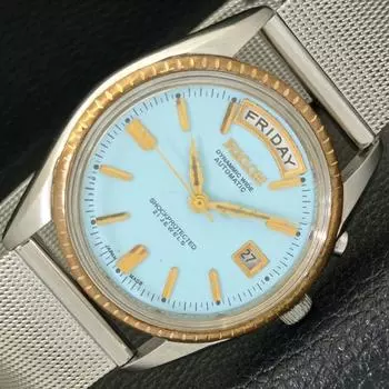 Б/У ДЕНЬ @ 12 ЯПОНИЯ RICOH R31 АВТОМАТИЧЕСКИЕ МУЖСКИЕ ЧАСЫ С БИРЮЗОВЫМ ЦИФЕРБЛАТОМ a432216-2 R110-a432216