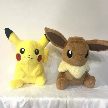 Б/у Eevee Pikachu большая пушистая плюшевая кукла Pokemon Center оригинальный набор из 2 шт.