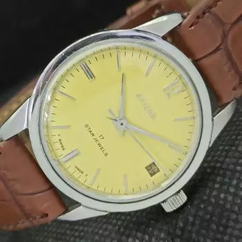 Б/у ENICAR STAR JEWELS швейцарские мужские часы в модном корпусе a283034-1 Sku535-a283034