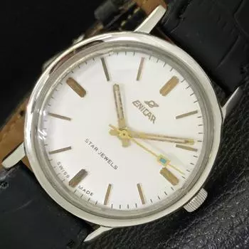 Б/у ENICAR STAR JEWELS WINDING 1140 SWISS MENS C БЕЛЫМ ЦИФЕРБЛАТОМ a432162-2 R110-a432162
