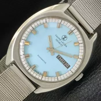 Б/У FAVRE LEUBA GENEVE DUOMATIC SWISS МУЖСКИЕ ЧАСЫ С БИРЮЗОВЫМ ЦИФЕРБЛАТОМ a433041-2 R114-a433041