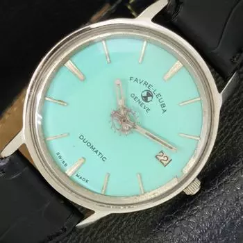 Б/У FAVRE LEUBA GENEVE DUOMATIC SWISS МУЖСКИЕ ЧАСЫ С БИРЮЗОВЫМ ЦИФЕРБЛАТОМ a432153-2 R110-a432153