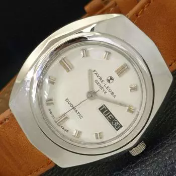 Б/У FAVRE LEUBA GENEVE DUOMATIC SWISS MENS DAY&DATE БЕЛЫЕ ЧАСЫ a432160-2 R110-a432160