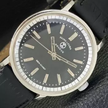 Б/У FAVRE LEUBA GENEVE SEA CHIEF 253 ШВЕЙЦАРСКИЕ МУЖСКИЕ ЧАСЫ С ЧЕРНЫМ ЦИФЕРБЛАТОМ a427713-2 R1054-a427713