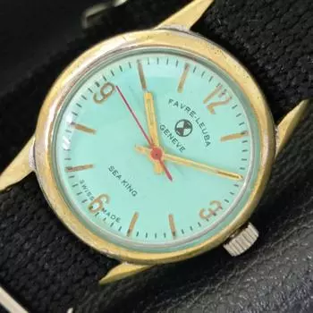 Б/У FAVRE LEUBA GENEVE SEA KING SWISS МУЖСКИЕ ЧАСЫ С БИРЮЗОВЫМ ЦИФЕРБЛАТОМ a432133-2 R110-a432133