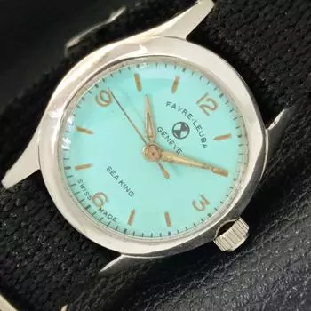Б/У FAVRE LEUBA GENEVE SEA KING SWISS МУЖСКИЕ ЧАСЫ С БИРЮЗОВЫМ СИНИМ ЦИФЕРБЛАТОМ a432130-2 R110-a432130