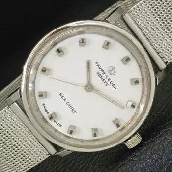 Б/У FAVRE LEUBA SEA CHIEF SWISS МУЖСКИЕ ЧАСЫ С РУЧНЫМ ЗАВОДОМ, БЕЛЫЙ ЦИФЕРБЛАТ a433017-2 R114-a433017