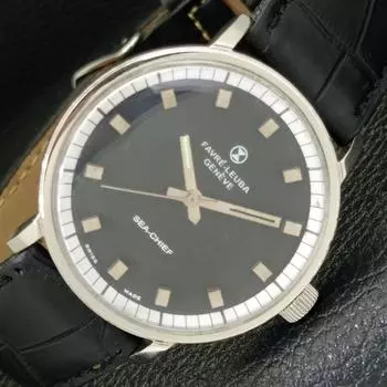 Б/У FAVRE LEUBA SEA CHIEF SWISS МУЖСКИЕ ЧАСЫ С РУЧНЫМ ЗАВОДОМ, ЧЕРНЫЙ ЦИФЕРБЛАТ a433013-2 R114-a433013