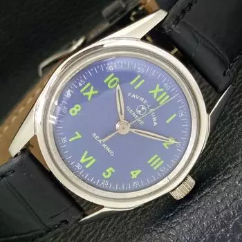 Б/У FAVRE LEUBA SEA KING 111 SWISS MENS С РУЧНЫМ ЗАВОДОМ, СИНИЙ ЦИФЕРБЛАТ a432545-2 R112-a432545