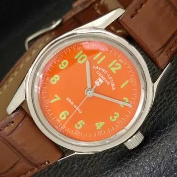 Б/У FAVRE LEUBA SEA KING SWISS MENS ЧАСЫ С РУЧНЫМ ЗАВОДОМ И ОРАНЖЕВЫМ ЦИФЕРБЛАТОМ A431414-2 R107-a431414