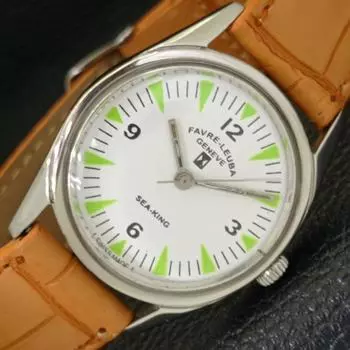 Б/У FAVRE LEUBA SEA KING SWISS 253 МУЖСКИЕ ЧАСЫ С РУЧНЫМ ЗАВОДОМ И БЕЛЫМ ЦИФЕРБЛАТОМ a432543-2 R112-a432543
