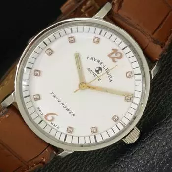 Б/У FAVRE LEUBA TWIN POWER МУЖСКИЕ ШВЕЙЦАРСКИЕ ЧАСЫ С РУЧНЫМ ЗАВОДОМ, БЕЛЫЙ ЦИФЕРБЛАТ a433019-2 R114-a433019