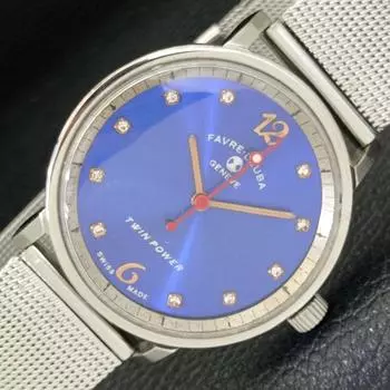 Б/У FAVRE LEUBA TWIN POWER РУКОВОДСТВО ШВЕЙЦАРСКИЕ МУЖСКИЕ ЧАСЫ С СИНИМ ЦИФЕРБЛАТОМ a433018-2 R114-a433018