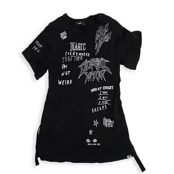 [Б/у] Футболка с черным принтом и разрезом DIESEL/Diesel [b42-28]