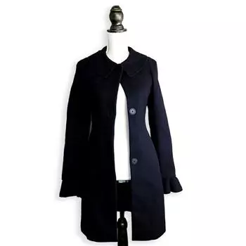 [Б/у] GFF черное длинное пальто с воланами [b43-40]