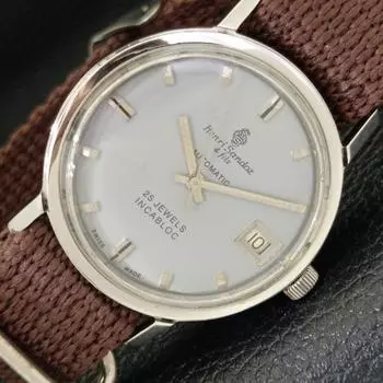Б/у HENRI SANDOZ & FILS AUTOMATIC INCABLOC SWISS MENS СЕРЫЙ ЦИФЕРБЛАТ a432196-2 R110-a432196