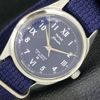 Б/У HMT JANATA РУЧНОЙ ЗАВОД ИНДИАНСКИЕ МУЖСКИЕ ЧАСЫ С СИНИМ ЦИФЕРБЛАТОМ a432766-2 R113-a432766