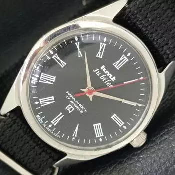 Б/У HMT JUBILEE ИНДИАНСКИЕ МУЖСКИЕ ЧАСЫ С РУЧНЫМ ЗАВОДОМ, ЧЕРНЫЙ ЦИФЕРБЛАТ, a432776-2 R113-a432776