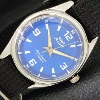 Б/у HMT PILOT INDIAN МУЖСКИЕ ЧАСЫ С РУЧНЫМ ЗАВОДОМ СИНЕГО ЦИФЕРБЛАТА a432514-2 R112-a432514