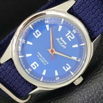 Б/у HMT PILOT индийские мужские часы с ручным заводом и синим циферблатом a432509-2 R112-a432509