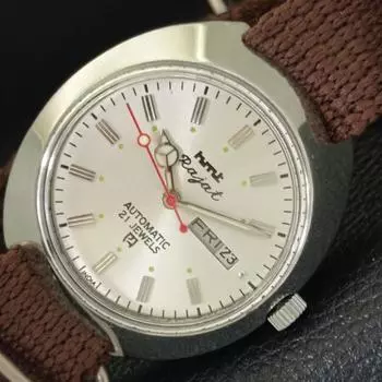 Б/у индийские HMT RAJAT 6501 автоматические мужские часы с серебристым циферблатом a432579-2 R112-a432579