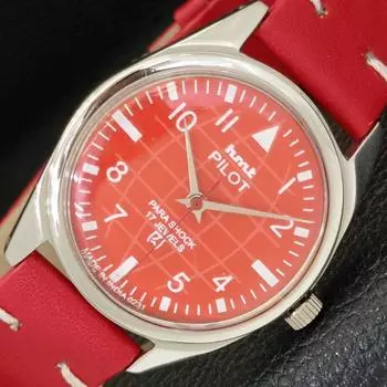 Б/у индийские мужские часы HMT PILOT с ручным заводом и оранжевым циферблатом a432504-2 R112-a432504