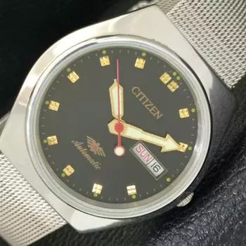 Б/у JAPAN CITIZEN AUTOMATIC 8200 МУЖСКИЕ ЧАСЫ DAY&DATE ЧЕРНОГО ЦИФЕРБЛАТА a432221-2 R110-a432221