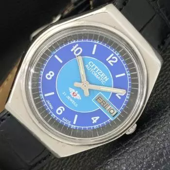 Б/у JAPAN CITIZEN AUTOMATIC 8200 МУЖСКИЕ ЧАСЫ DAY&DATE СИНИЙ ЦИФЕРБЛАТ a432593-2 R112-a432593