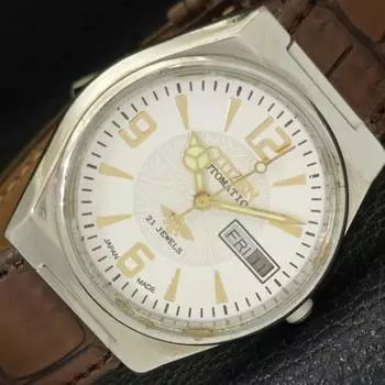 Б/У JAPAN CITIZEN AUTOMATIC 8200 МУЖСКИЕ ЧАСЫ DAY&DATE С БЕЛЫМ ЦИФЕРБЛАТОМ A431438-2 R107-a431438