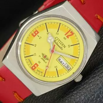Б/у JAPAN CITIZEN AUTOMATIC 8200 МУЖСКИЕ ЧАСЫ С ЖЕЛТЫМ ЦИФЕРБЛАТОМ a432589-2 R112-a432589