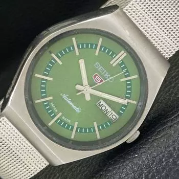 Б/У JAPAN SEIKO 5 AUTOMATIC 6319A МУЖСКИЕ ЧАСЫ С ЗЕЛЕНЫМ ЦИФЕРБЛАТОМ И ДНЕМ ДАТЫ a427861-2 R1054-a427861