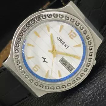 Б/У КЛАССИЧЕСКИЕ АВТОМАТИЧЕСКИЕ ЯПОНСКИЕ МУЖСКИЕ ЧАСЫ ORIENT DAY&DATE? ЧАСЫ С БЕЛЫМ ЦИФЕРБЛАТОМ a430149-2 R101-a430149