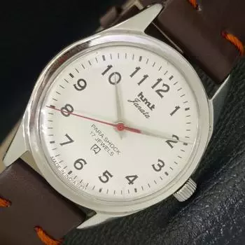 Б/У КЛАССИЧЕСКИЕ ЧАСЫ HMT JANATA С РУЧНЫМ ЗАВОДОМ И БЕЛЫМ ЦИФЕРБЛАТОМ ДЛЯ МУЖЧИН a430068-2 R101-a430068