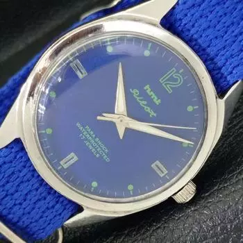 Б/У КЛАССИЧЕСКИЕ ЧАСЫ HMT PILOT WINDING С СИНИМ ЦИФЕРБЛАТОМ ДЛЯ МУЖЧИН a430095-2 R101-a430095